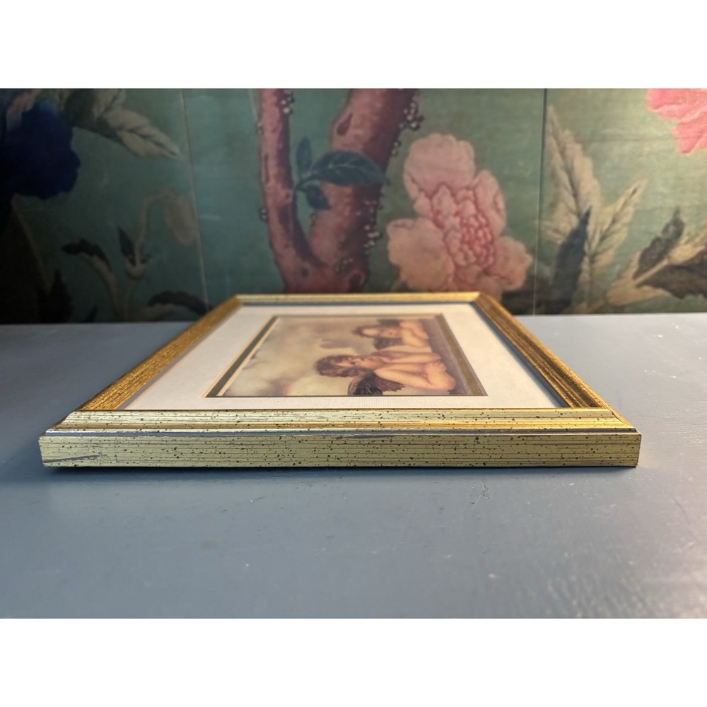 Vintage Celestial Cherub Angels Framed Print Gold Frame Romantic Baroque 9x11 - Picture 5 of 8
